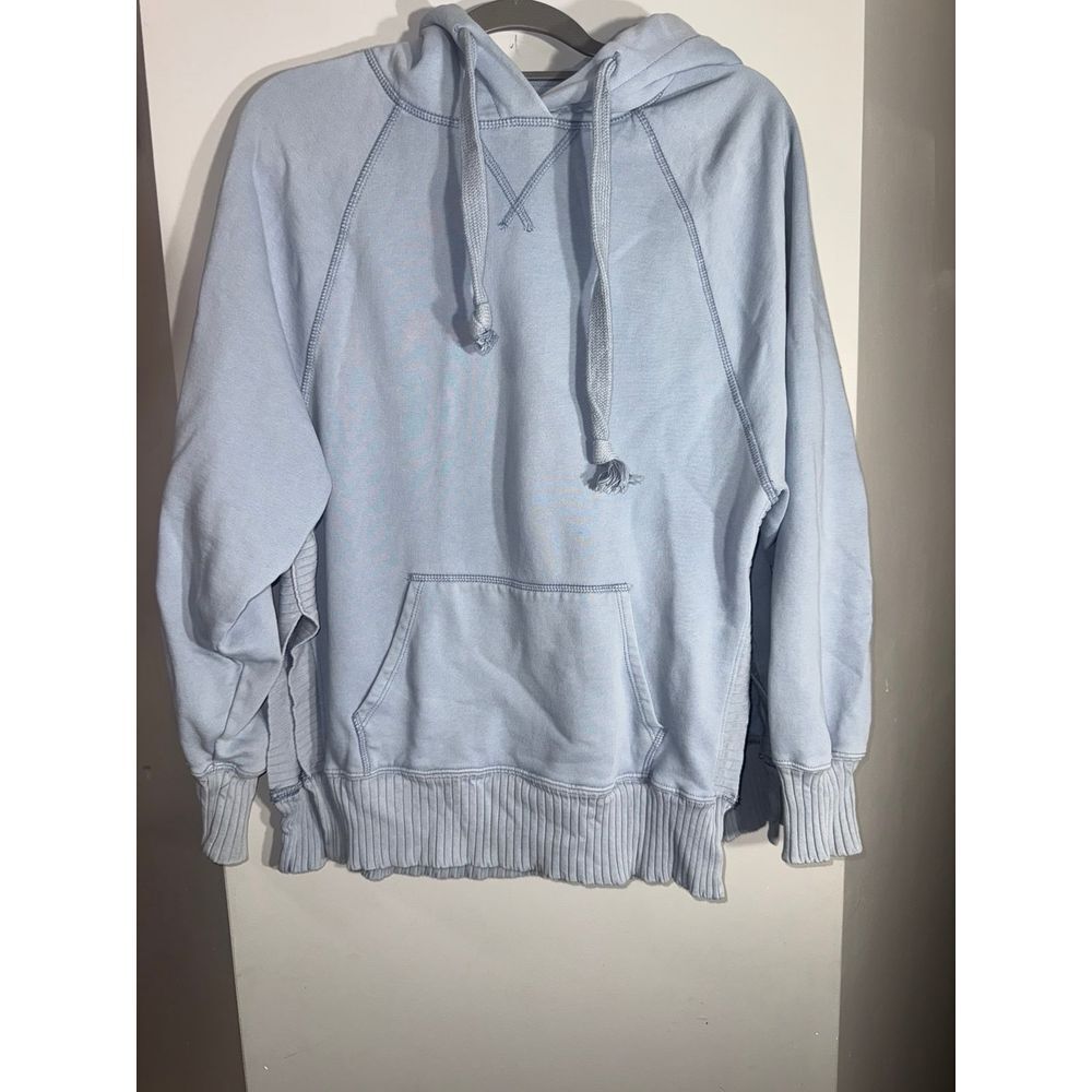American Eagle light blue split side ribbed hoodie oversized small - Picture 1 of 6